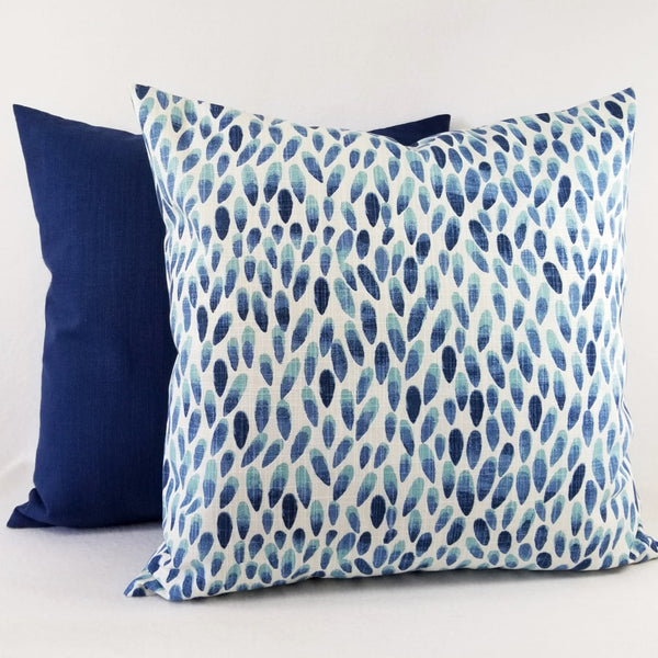 2 Pack Dark Blue Pillow Cover, Mid Century Blue Tie-Dye Watercolor Pillow Sham, Ikat
