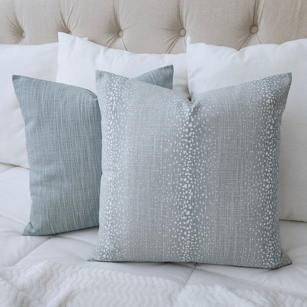 Blue Pillow Cover, Antelope Pillow Cover, Accent Pillow, Light Blue Throw Pillow Sham, 18 x 18"
