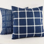 2 Pack Dark Blue Pillow Cover, Mid Century Blue Tie-Dye Watercolor Pillow Sham, Buffalo Plaid & Geometric Stripes