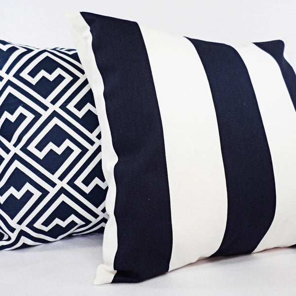 Navy and White Pillow Cover, Navy Blue Throw Pillow Cover, Navy Euro Sham