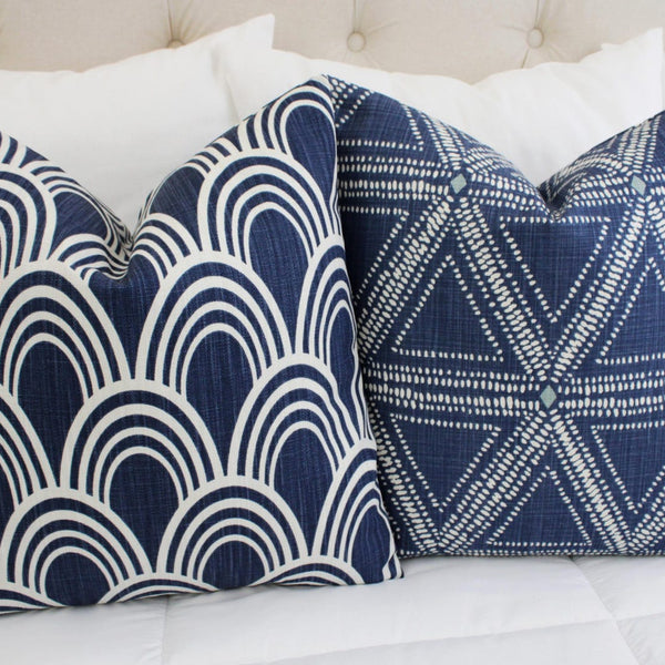 Blue and White Pillow Cover, 18x18 Inch Waterproof Outdoor Modern Pillow Sham
