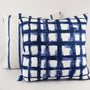 2 Pack Dark Blue Pillow Cover, Mid Century Blue Tie-Dye Watercolor Pillow Sham, Buffalo Plaid & Geometric Stripes