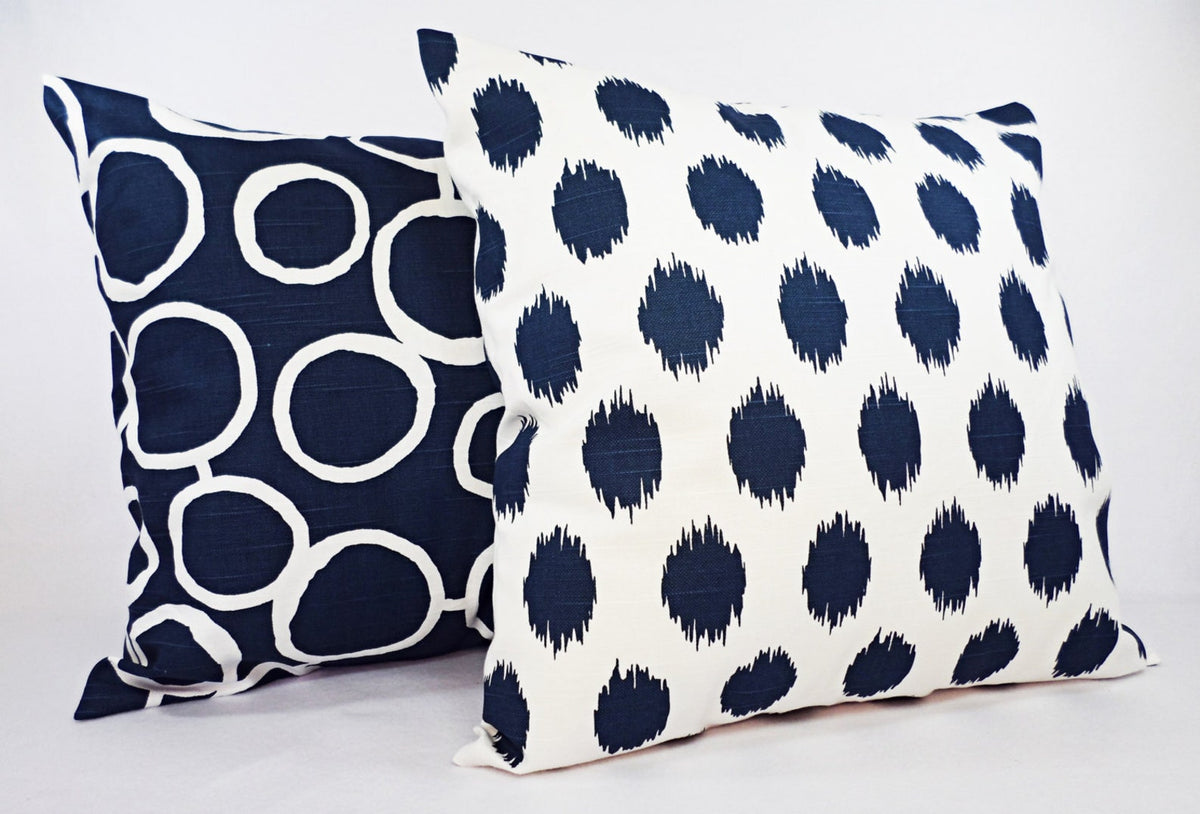 Navy and White Pillow Cover, Navy Blue Throw Pillow Cover, Navy Euro Sham