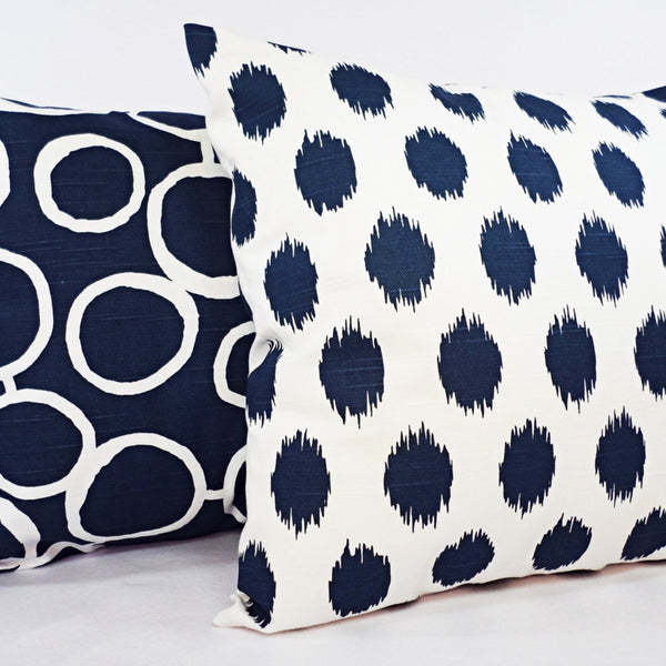 Navy and White Pillow Cover, Navy Blue Throw Pillow Cover, Navy Euro Sham