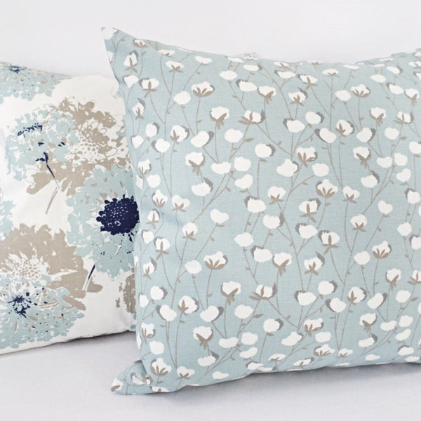Blue and White Pillow Cover, 18x18 Inch Waterproof Outdoor Modern Floral Geometry Pillow Sham