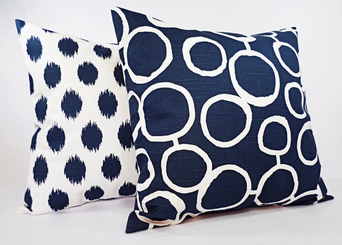 Navy and White Pillow Cover, Navy Blue Throw Pillow Cover, Navy Euro Sham