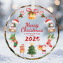 Merry Christmas Christmas Ornaments, 2025 Glass Christmas Ornament, 3 Inch Crystal Round Tree Decoration with Gift Box