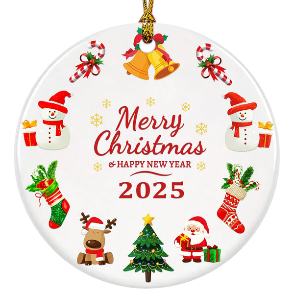 Merry Christmas Ornaments 2025, Cute Christmas Ornament for Tree, Holiday Ornaments Gifts, Beautiful Unique Ceramic Xmas Ornament 2025