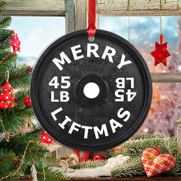 Merry Liftmas Ornament Barbell Weight Plate Christmas Stocking Filling Gift Athletic Trainer Gift