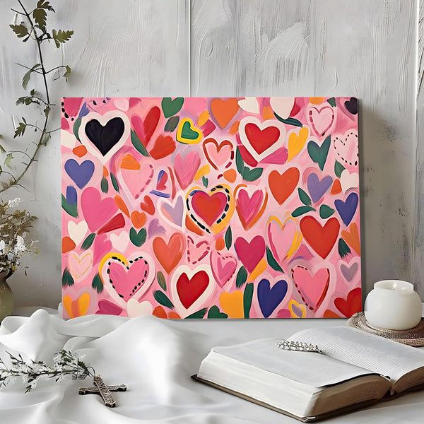 Love Heart Painting Pink Nursery Printable Wall Art Colourful Painting Girly Apartment Print Valentines Day Wall Art