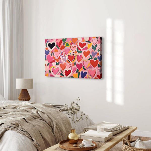 Love Heart Painting Pink Nursery Printable Wall Art Colourful Painting Girly Apartment Print Valentines Day Wall Art