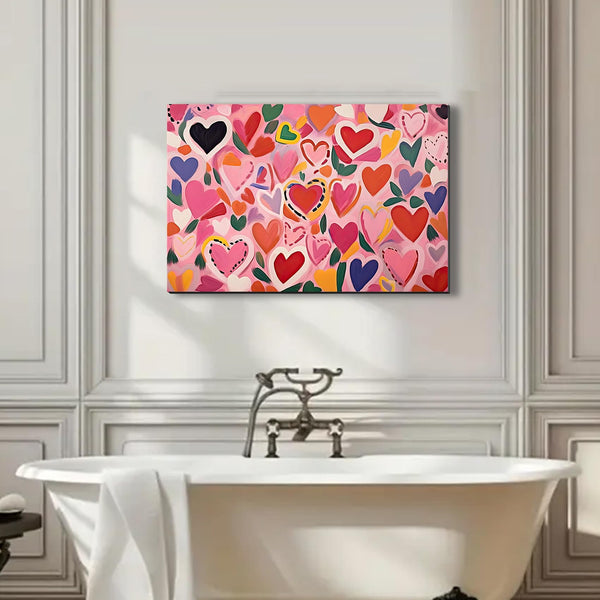 Love Heart Painting Pink Nursery Printable Wall Art Colourful Painting Girly Apartment Print Valentines Day Wall Art