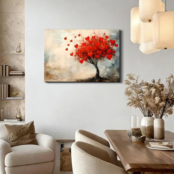 Abstract Pink Heart Graffiti Wall Art – Aesthetic Canvas Painting Featuring Beautiful Preppy Hearts, Romantic Textured Art