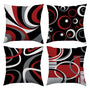 Red and Black Throw Pillow Covers 18x18 Set of 4,Grey Modern Abstract Pillowcases,Gray Geometric Circle Pattern