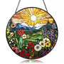 Mountain Wildflowers Stained Glass Suncatcher for Windows - Vibrant Sun Catchers Indoor Hanging Decor