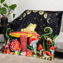 Mystical Forest Frog and Mushroom Throw Blanket - Soft Flannel Plush Blanket for Bed, Couch, Sofa