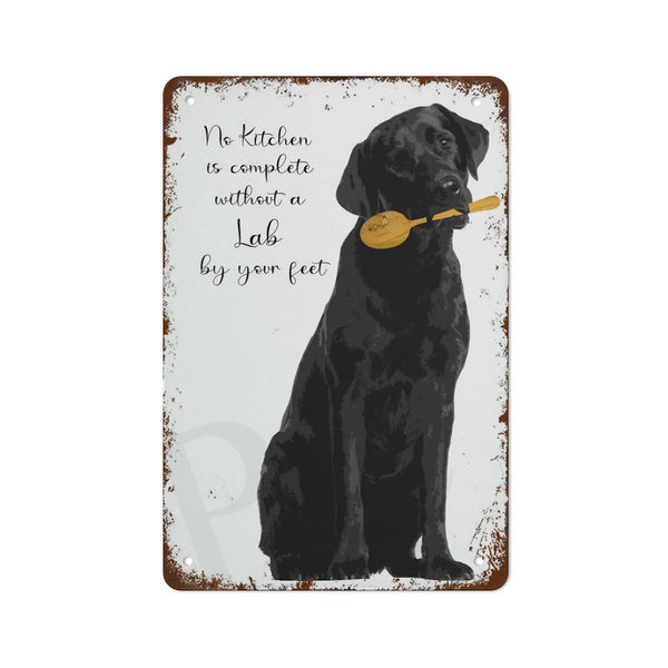 Black Lab Kitchen Art Print,Creative Tin Sign Skeleton, Funny Novelty Metal Sign, Vintage Wall Decor