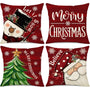 Christmas Pillow Covers 18x18 Set of 4 Red Christmas Decorations Let It Snow Snowman Believe Santa Claus