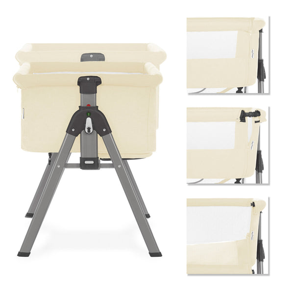 Bassinet with Mattress and Stand – Portable Baby Bedside Sleeper for Newborns, Adjustable Height Crib with Breathable Mesh