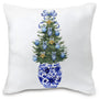 Chinoiserie Christmas Tree Pillow Cover - Blue and White 18x18, Blue Coquette Bows Tree Room Decor