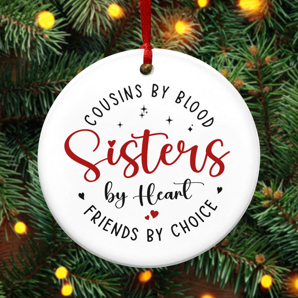 Sister Christmas Ornaments Gifts for Cousins Female - Ceramic Christmas Ornaments 2025 for Tree Decor