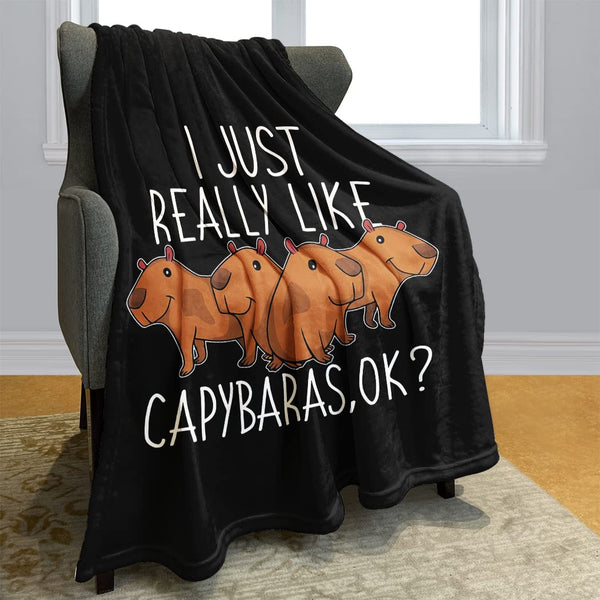 Cute Capybaras Blanket, Soft Warm Plush Fleece Throw Blankets, Gifts for Capybara Lovers, 50" x 60"