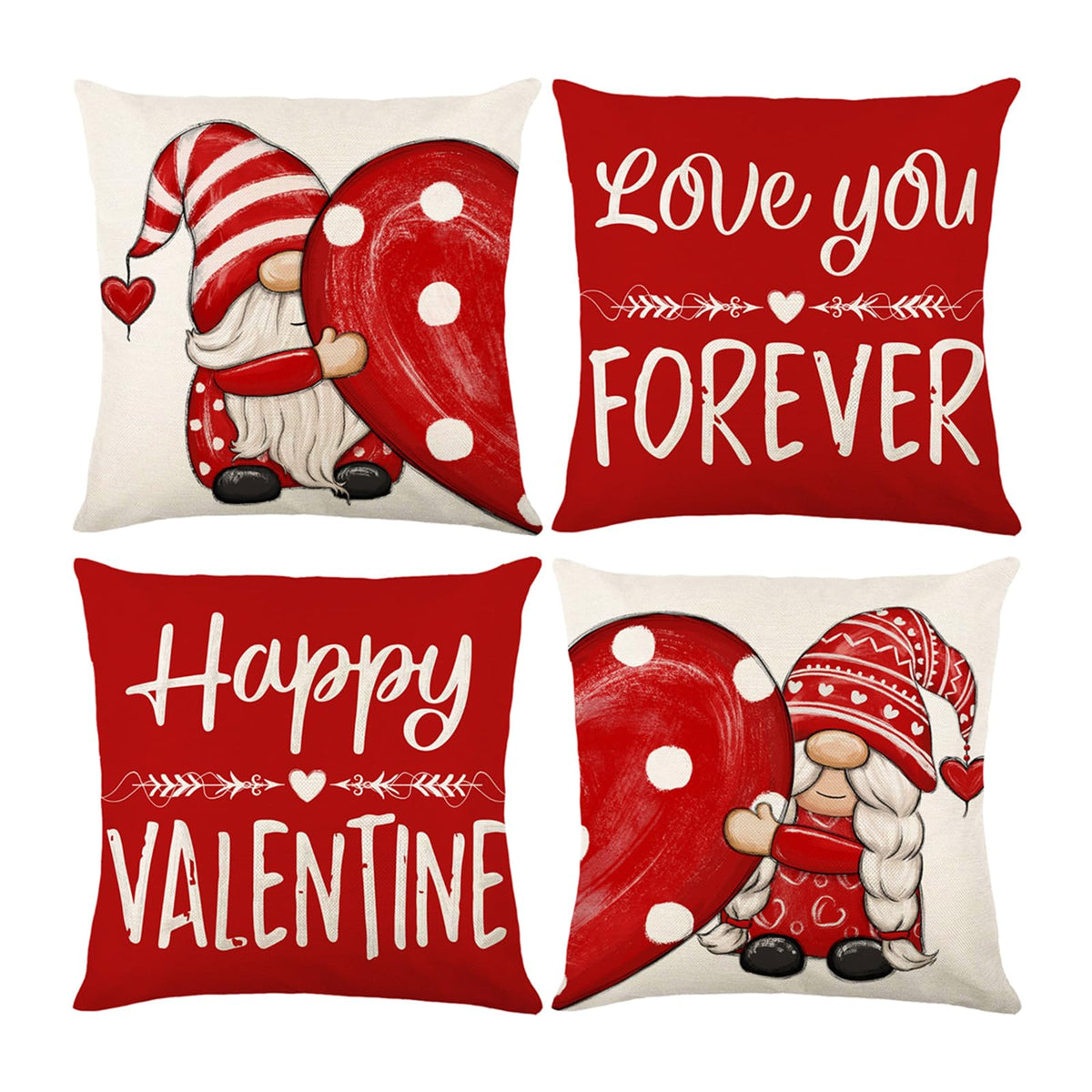 Valentines Day Decorations- Valentine's Day Red Pillow Covers 18 x 18 Inch Valentines Day Outdoor Indoor