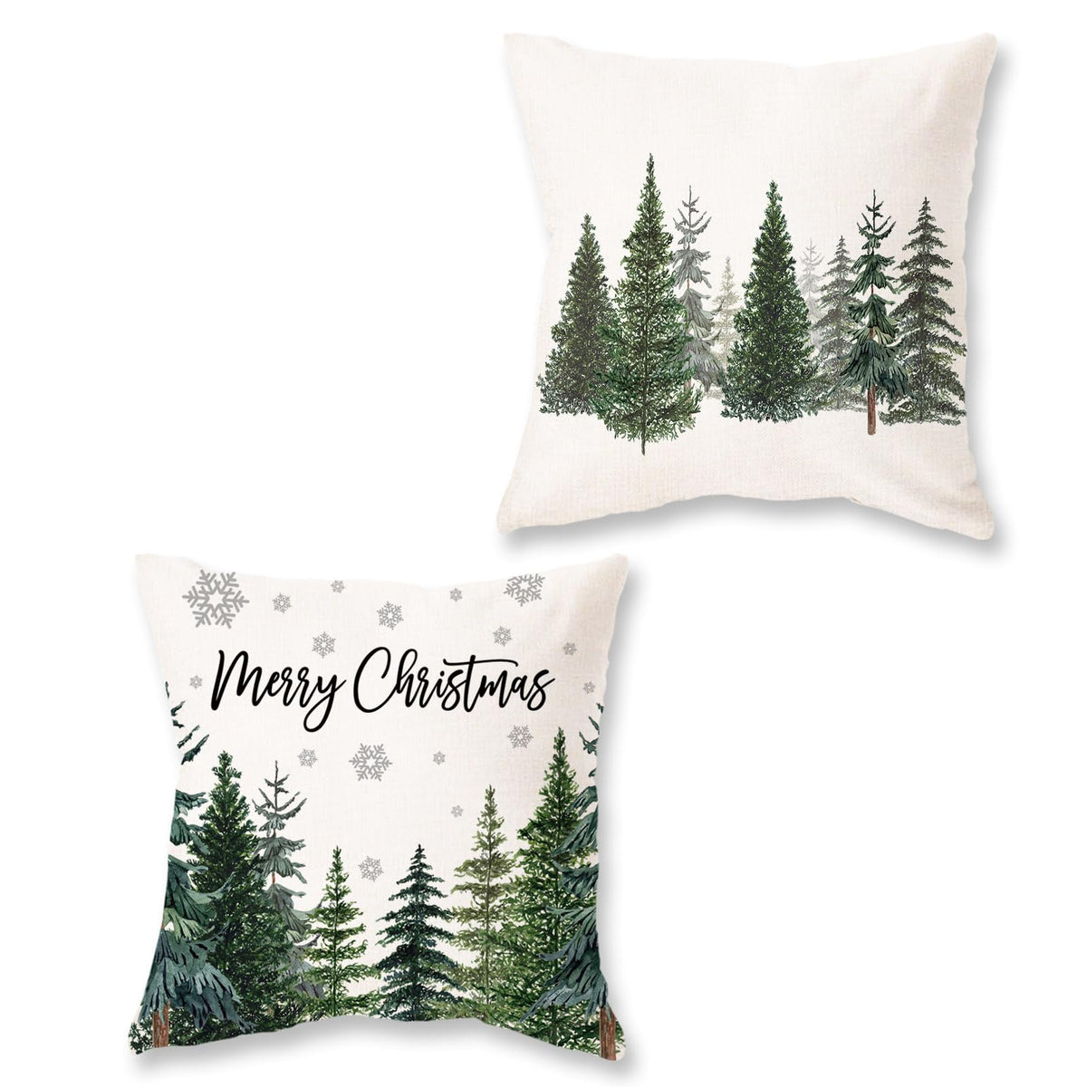 Christmas Tree Throw Pillow Covers 18x18 Inch Set of 2 Merry Christmas Snowflake Winter Decor
