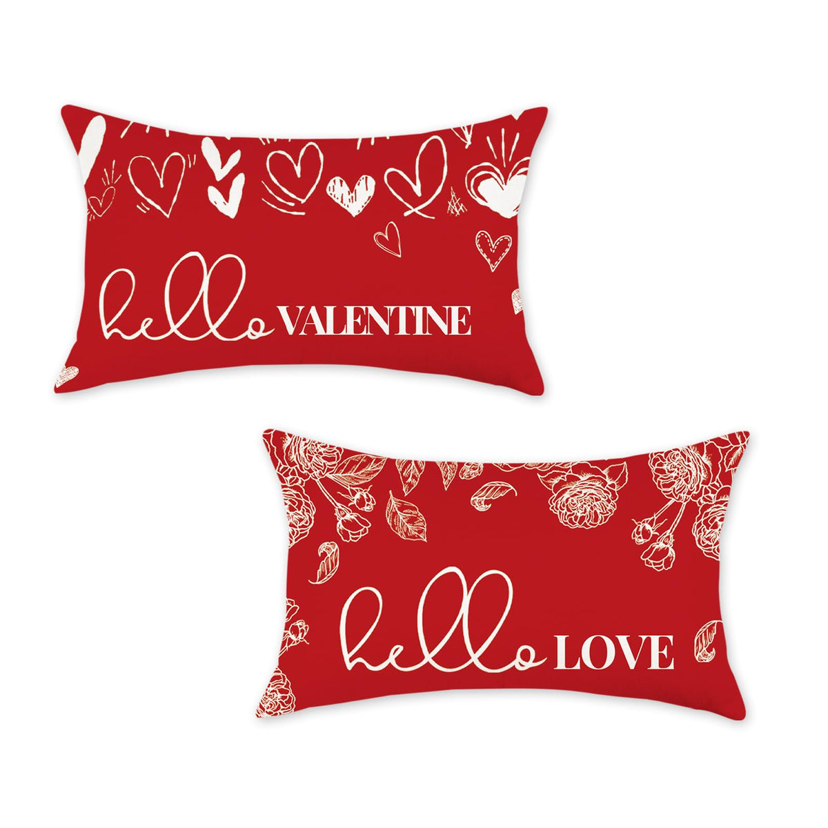 Valentine's Day Throw Pillow Covers 12x20 Set of 2, No Insert, Velvet