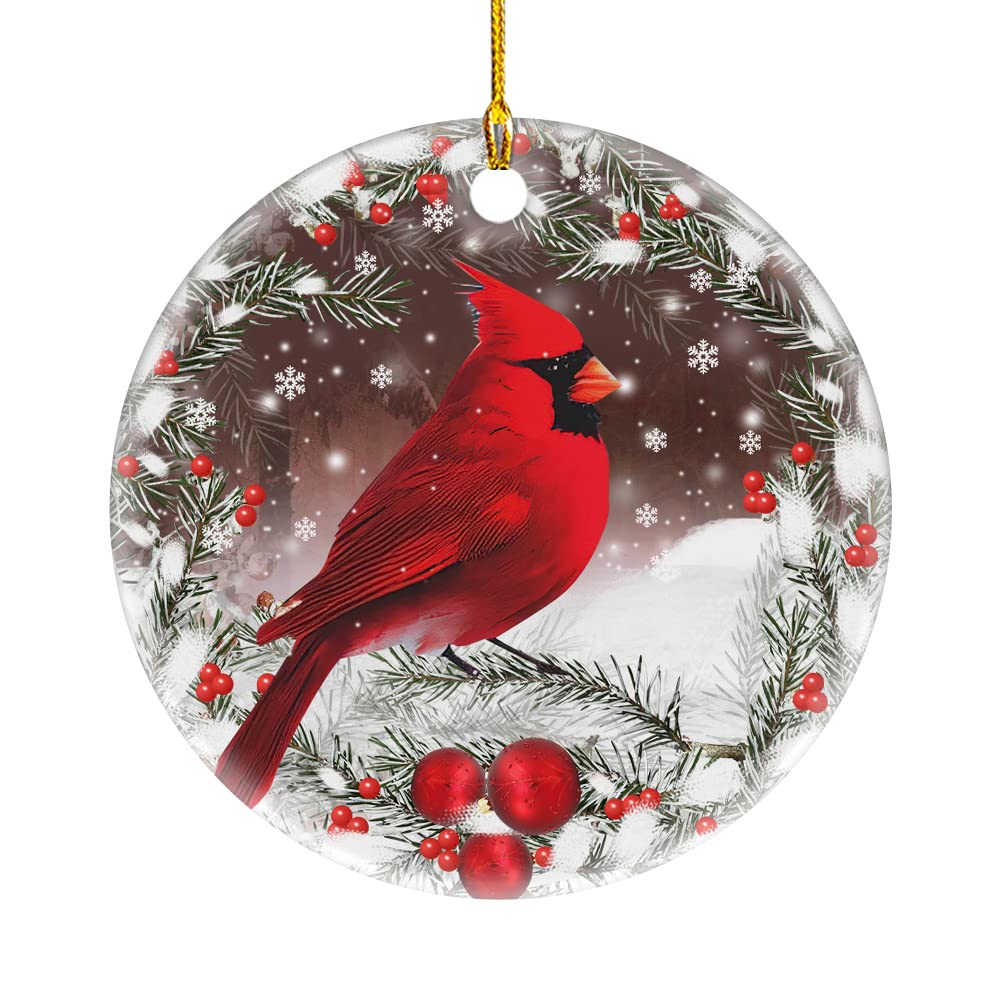 Christmas Red Cardinal Ornaments, Ceramic Tree Decorations - Cardinal Bird Memorial Gifts Surrounded by Your Glory Ceramic Ornament