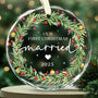Our First Christmas Married Ornament 2025 – Newlyweds Christmas Glass Ornaments – First Year Marry Wedding Ornaments for Newlyweds