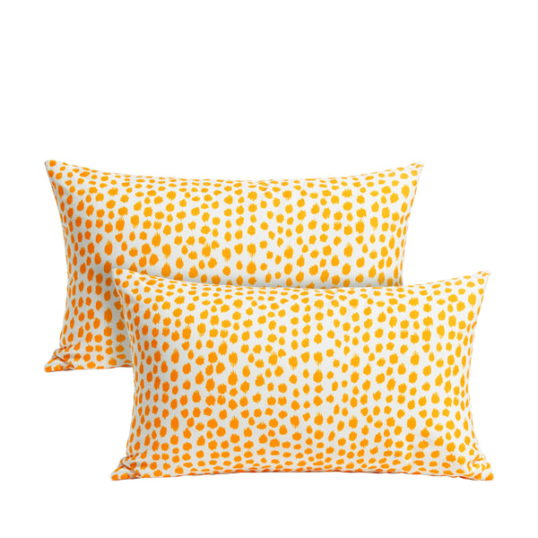 Pillow Covers 12x20 Set of 2 Boho Design Yellow Polka Dot , Pack of 2, Blue, No Insert, Velvet