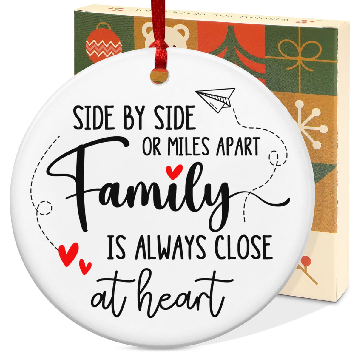 Christmas for Women Men - Ceramic Christmas Ornaments 2025 for Tree Decorations - Family Long Distance Gifts for Mom Dad