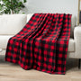 Black and Red Buffalo Plaid Fleece Throw Blanket for Couch, Soft Checkered Flannel Blanket for Sofa, Plaid Christmas Couch