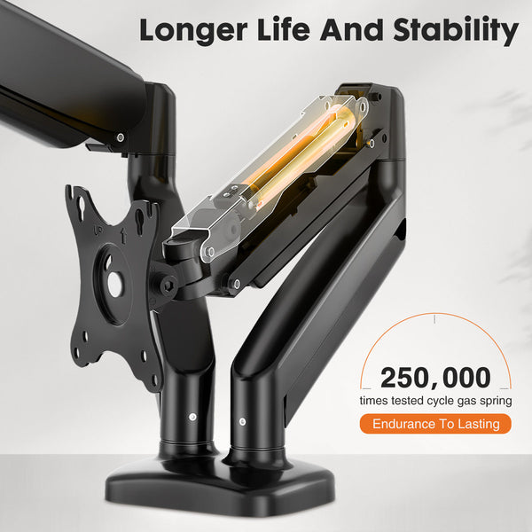 Dual Monitor Arm Desk Mount with Gas Spring, Adjustable Height and Full Motion Swivel Stand