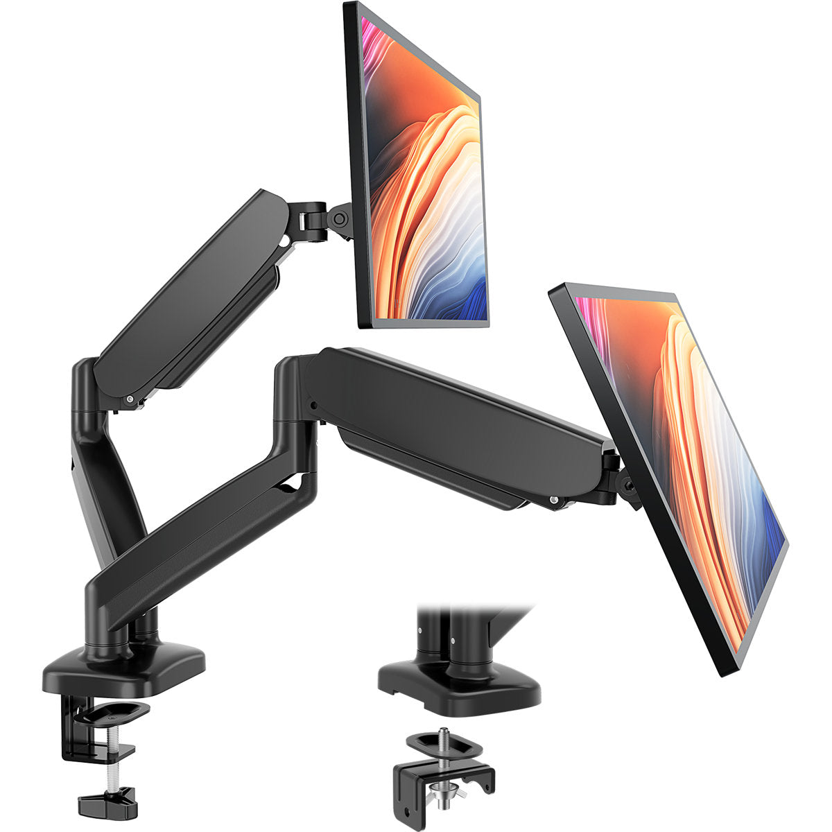 Dual Monitor Arm Desk Mount with Gas Spring, Adjustable Height and Full Motion Swivel Stand