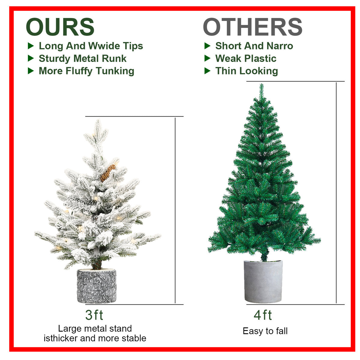 Pre-Lit Flocked Arctic Fir Artificial Christmas Tree with Lights, Potted Snow Frosted Holiday Tree