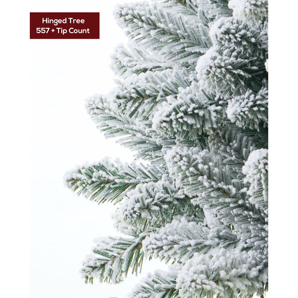 Pre-lit Pencil Snow Flocked Christmas Tree, Slim Spruce with Remote Control, Warm White & Multi-Color LED Lights for Holiday Home Decor