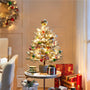 Pre-Lit Potted Flocked Tabletop Christmas Tree, Mini Snowy Pine Tree with Warm White LED Lights for Holiday Decor