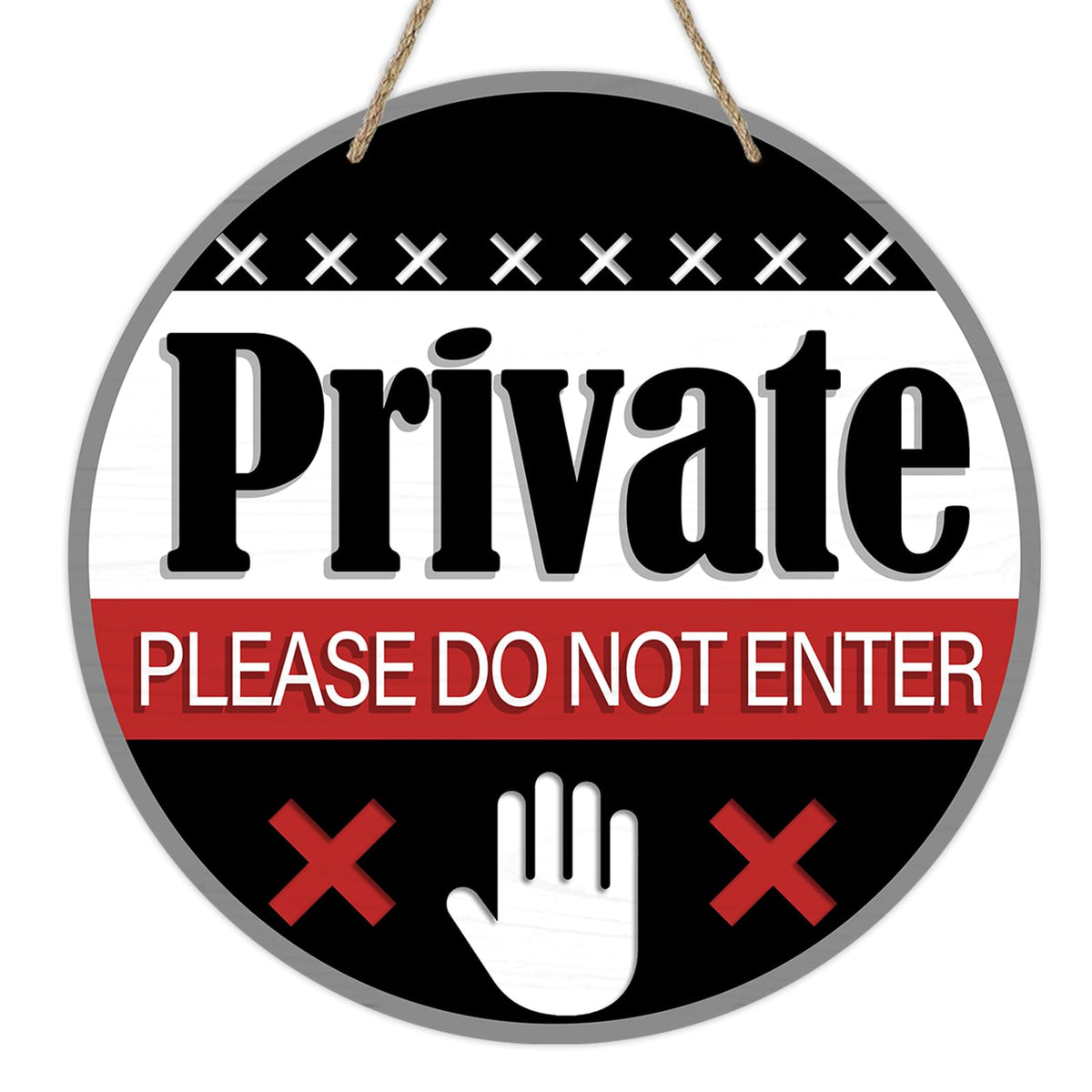 Private Please Do Not Enter Front Door Sign, Black Wood Door Hanger Outdoor Outside Porch Yard Decor