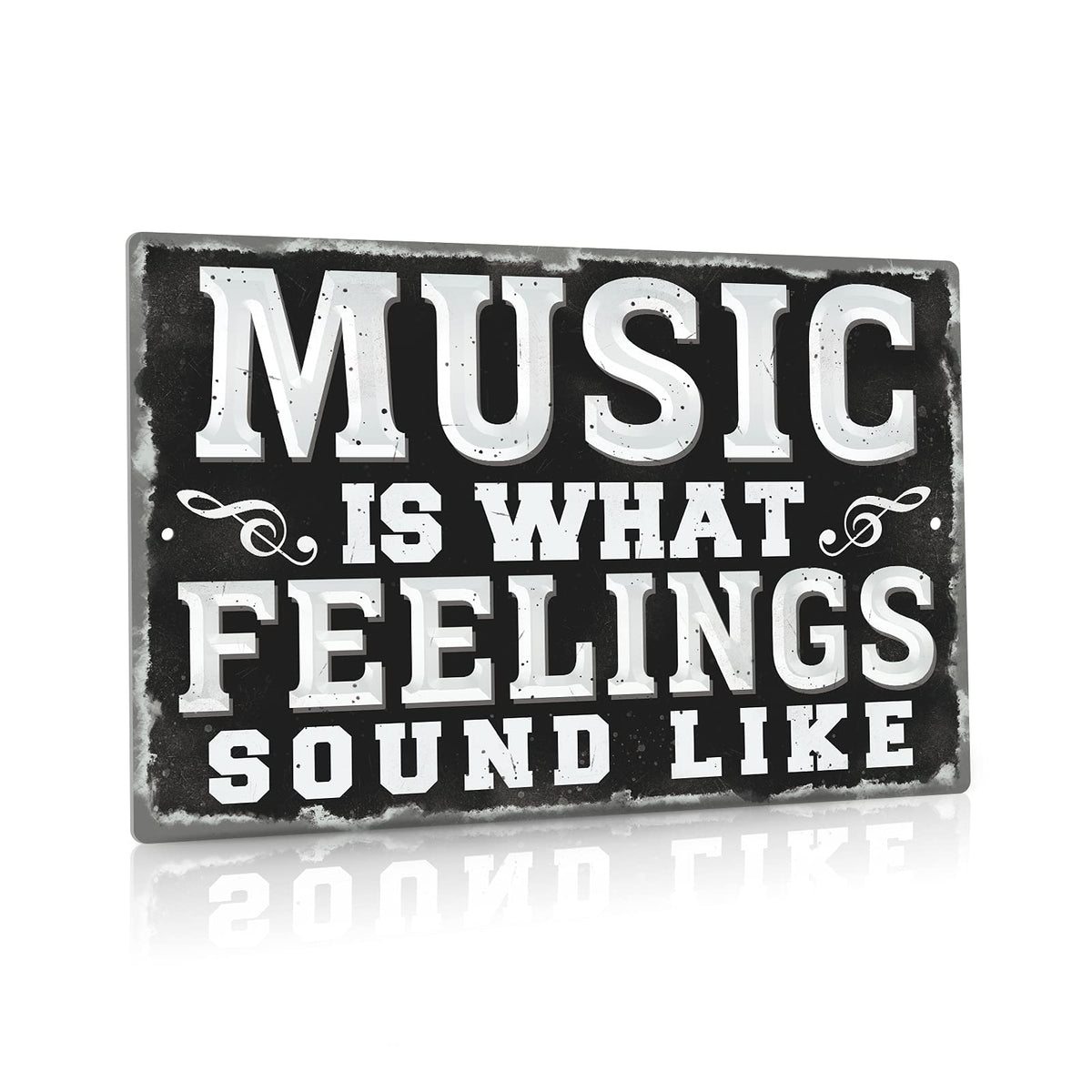 Metal Vintage Music Sign, Retro Wall Decor for Coffee Bar, Man Cave, Garage, 12x8 Inches Aluminum Sign