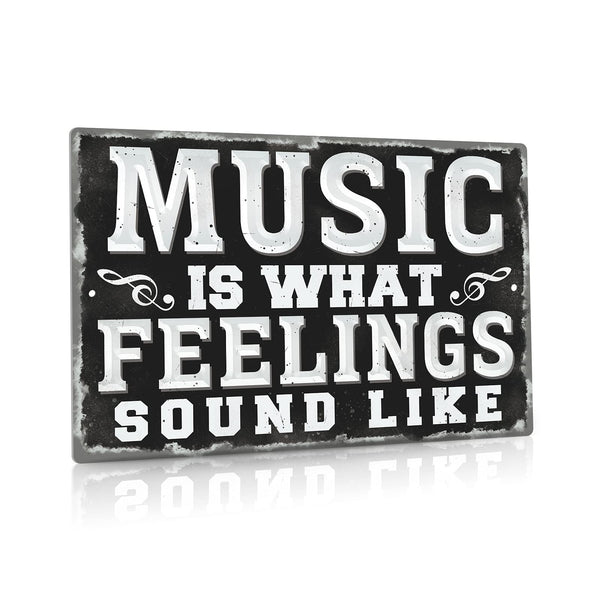 Metal Vintage Music Sign, Retro Wall Decor for Coffee Bar, Man Cave, Garage, 12x8 Inches Aluminum Sign