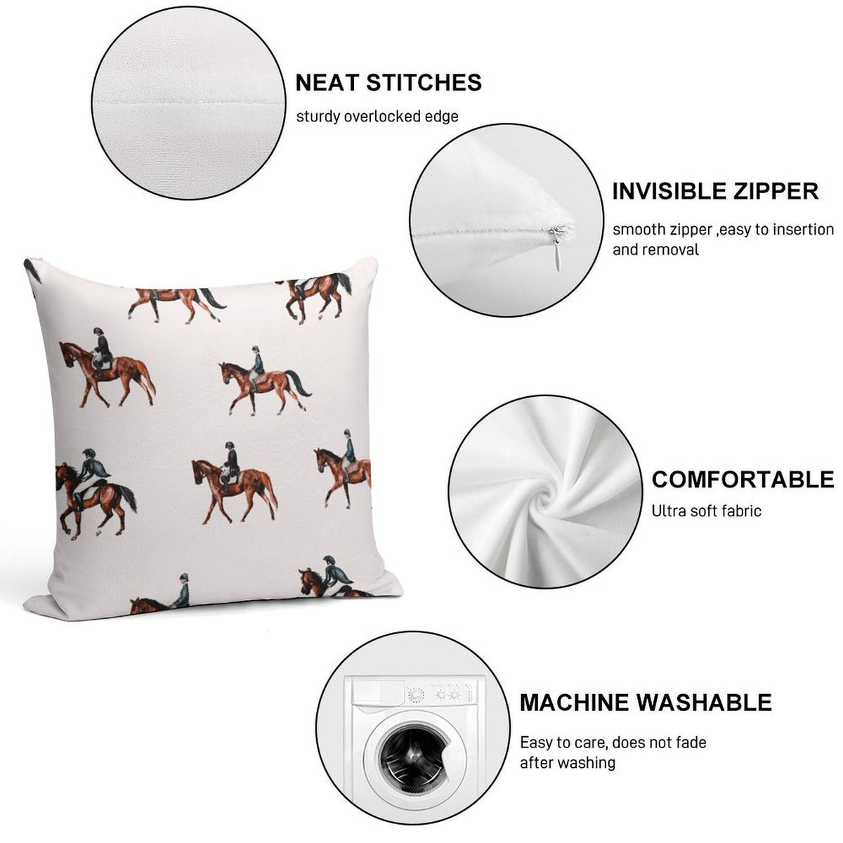 Set of 2 Horse Riding Farmhouse Equestrian Throw Pillow Cover - Equestrian Decor Cushion Cover,Horse Riding Equestrian