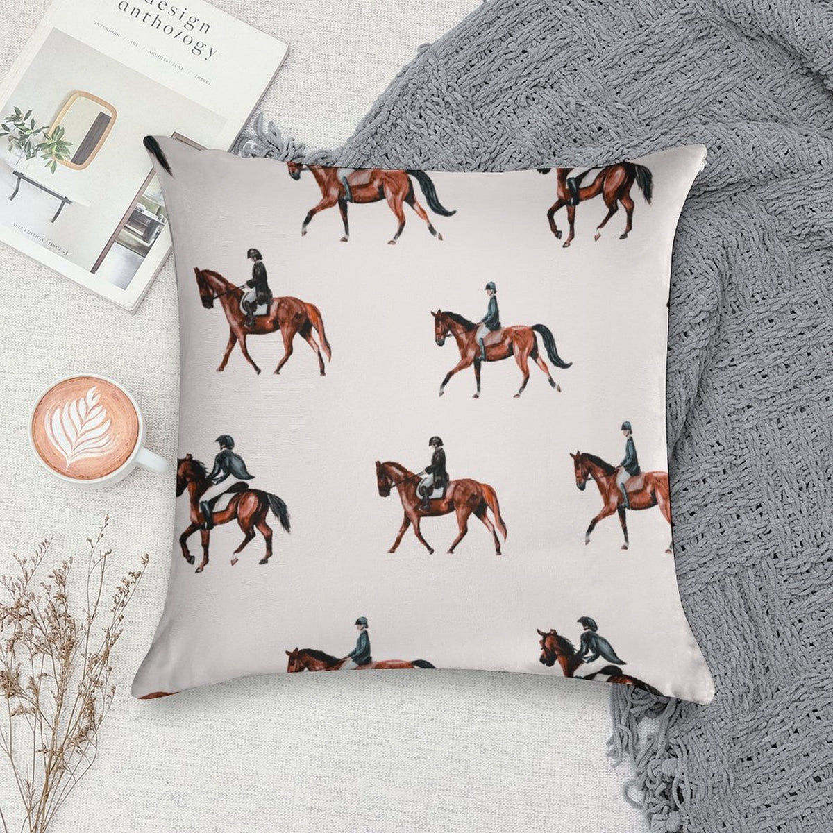 Set of 2 Horse Riding Farmhouse Equestrian Throw Pillow Cover - Equestrian Decor Cushion Cover,Horse Riding Equestrian