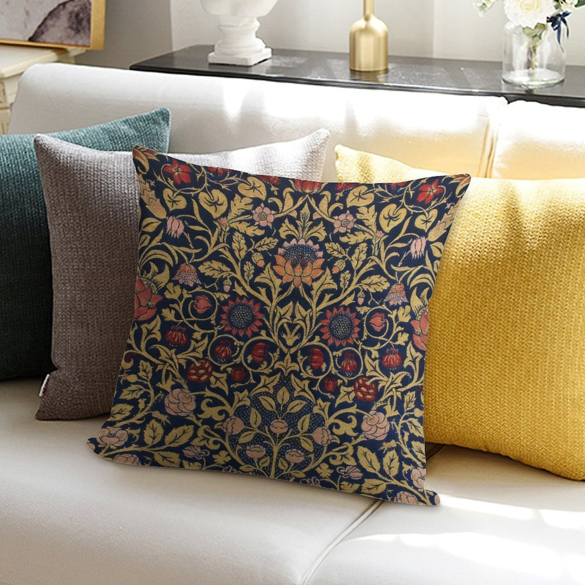 William Morris Classic Pattern Printed Decorative Throw Pillow Cover - Floral Forest Pillow Case
