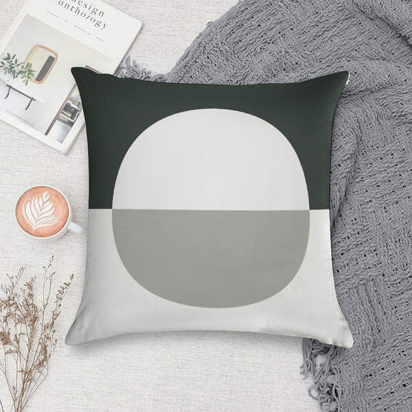 Mid Century Green Geometric Throw Pillow Cover - Modern Boho Pillow Case