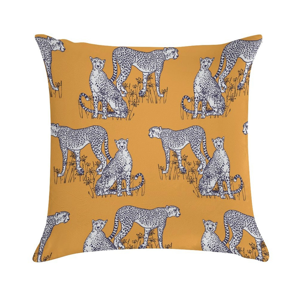 Yellow Leopard Throw Pillow Cover - Panther Decor Cushion Cover, Tropical Jungle Animal