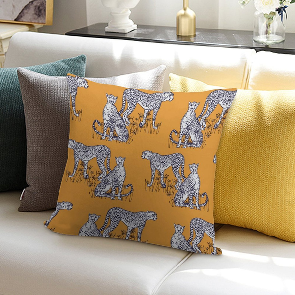 Yellow Leopard Throw Pillow Cover - Panther Decor Cushion Cover, Tropical Jungle Animal