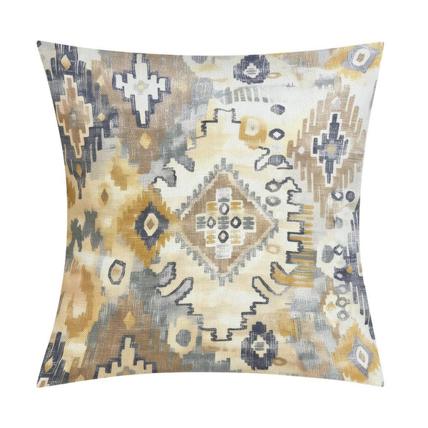 Southwestern Pillow Cover, Abstract Spa Blue Tan Cotton Accent Pillow Cover