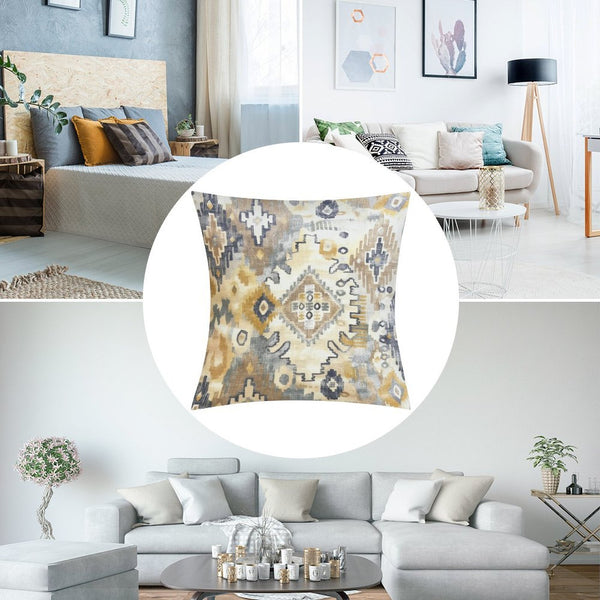 Southwestern Pillow Cover, Abstract Spa Blue Tan Cotton Accent Pillow Cover
